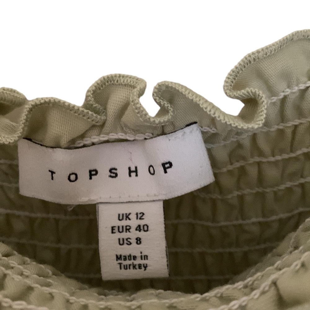 Topshop shirred bodycon dress with balloon sleeves, light green - Picture 5 of 8